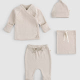 4-piece Organic Cotton Pointel Beige Newborn Set