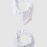 2-Pack Organic Cotton Waterproof Baby Bandana Bib Set - Marine Prints