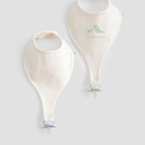2-Pack Organic Cotton Waterproof Baby Bib Set - Ecru