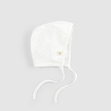 Organic Cotton Pointel Newborn Bonnet - Ecru