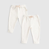 2 Pack Organic Cotton Baby Trousers - Ecru