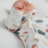Organic Cotton Footed Baby Sleepsuits with Built-in Mittens - 2 Pack (Animal Print)