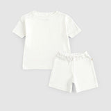 Organic Cotton Pointel Baby Ecru Shorts Set
