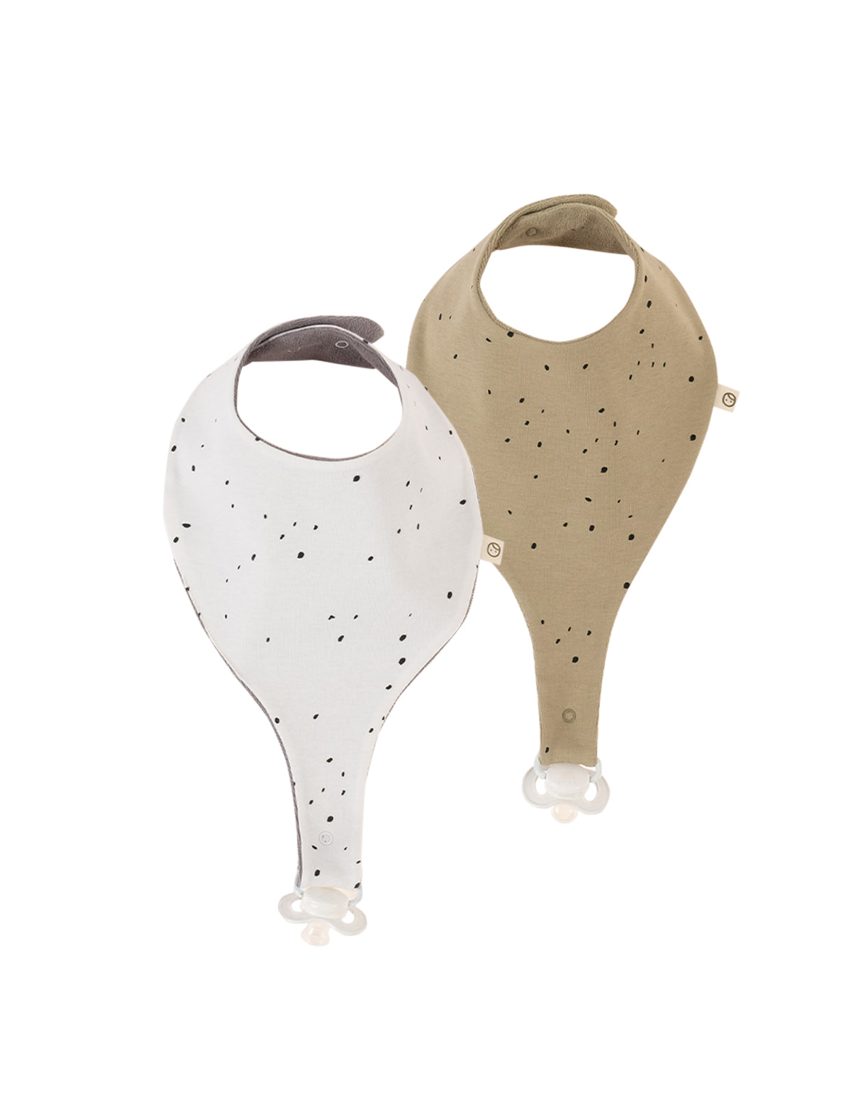 Organic Baby Bandana Bibs with Pacifier Clip - 2 Pack (Dots Pattern) - Little Gusto
