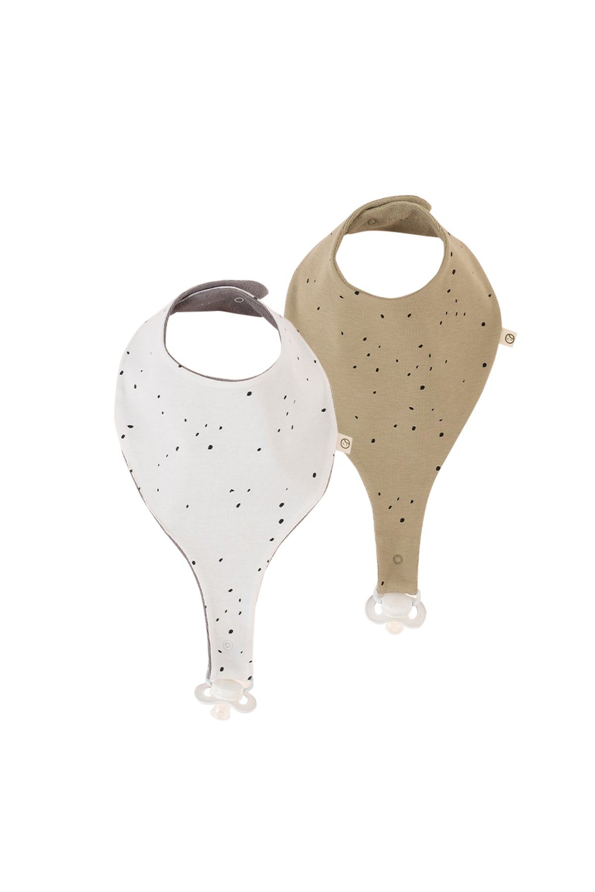 Organic Baby Bandana Bibs with Pacifier Clip - 2 Pack (Dots Pattern) - Little Gusto