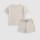 Organic Cotton Pointel Baby Beige Shorts Set