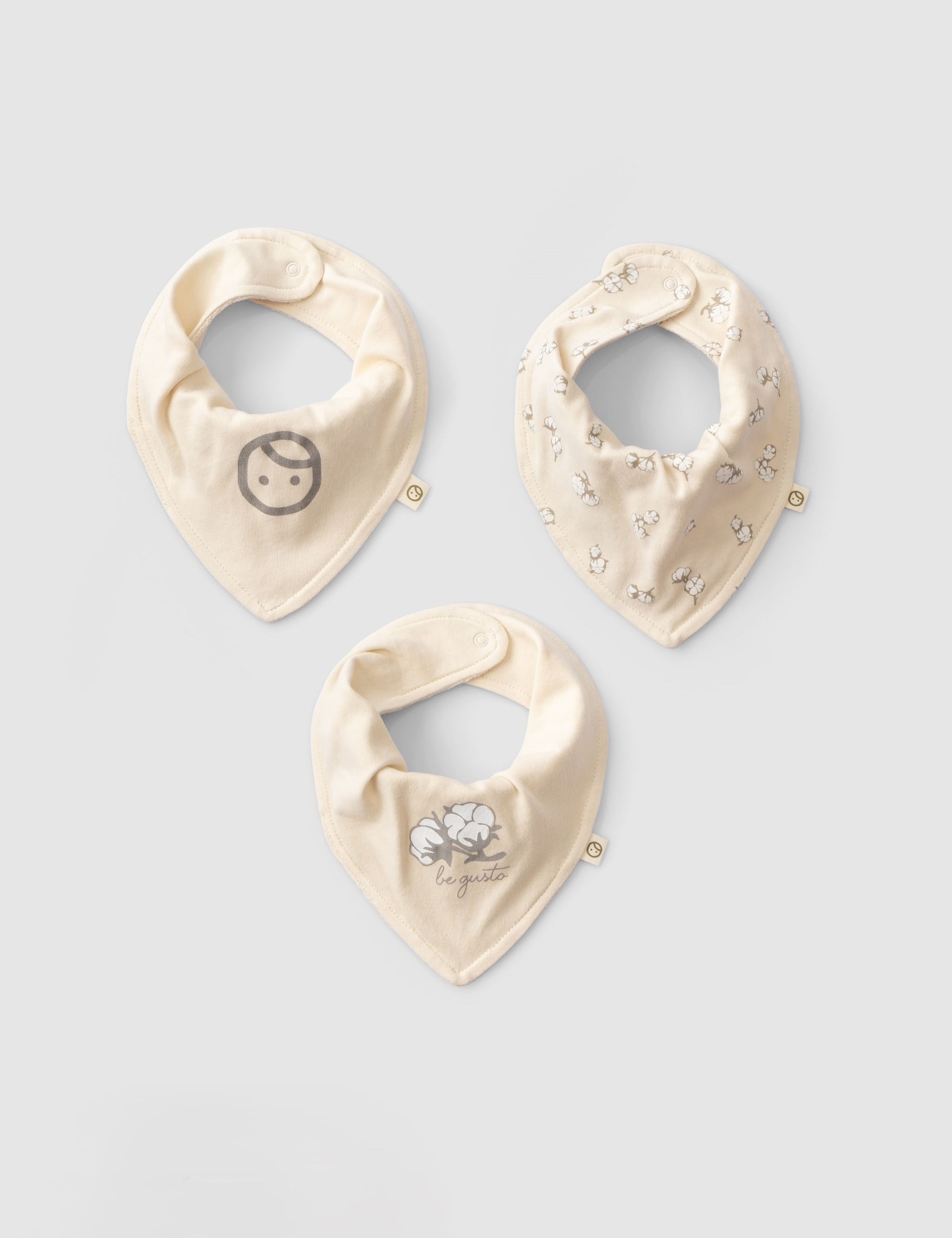 Organic Baby Bandana Bibs - Waterproof Adjustable 3-Pack (Cotton Pattern) - Little Gusto