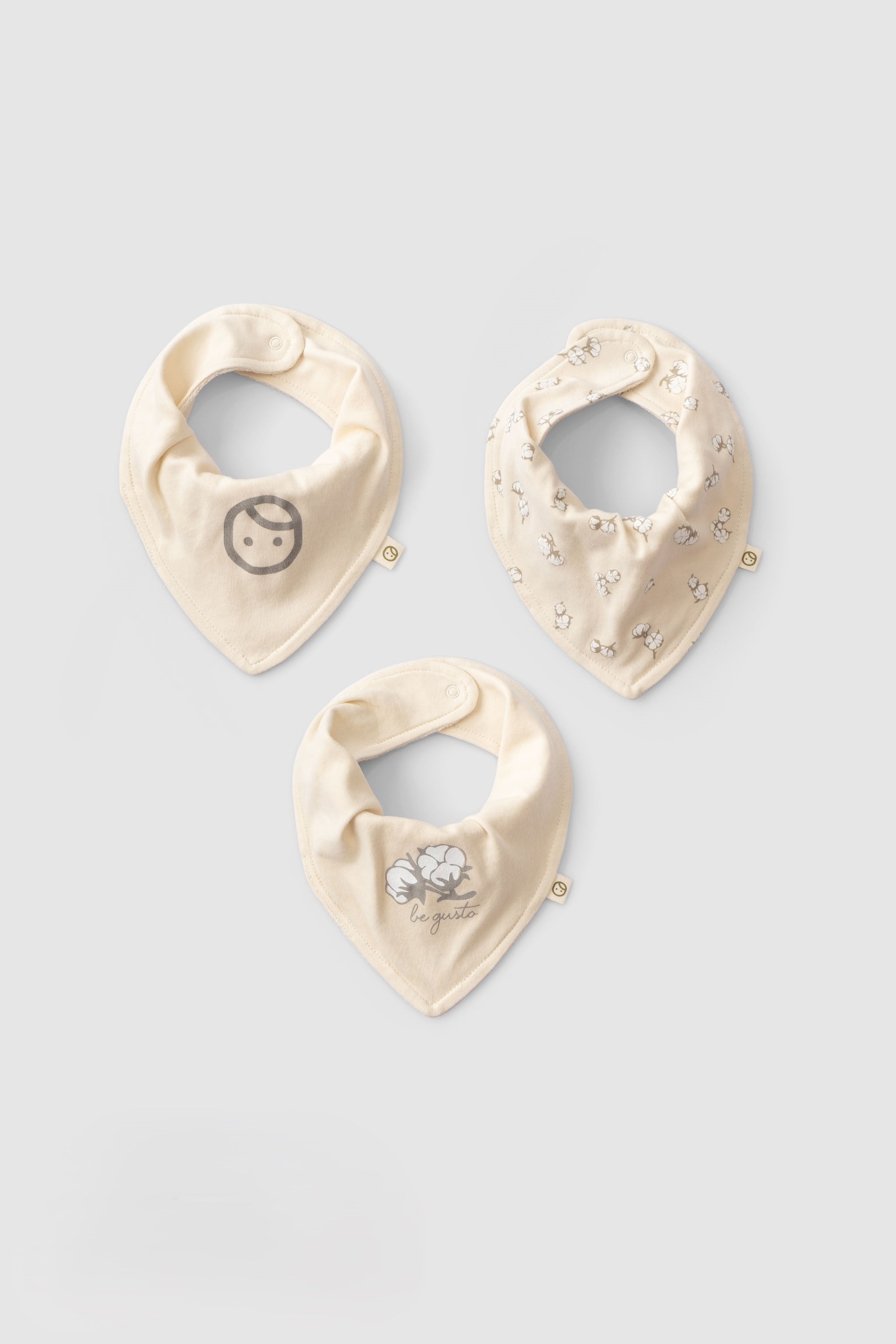 Organic Baby Bandana Bibs - Waterproof Adjustable 3-Pack (Cotton Pattern) - Little Gusto