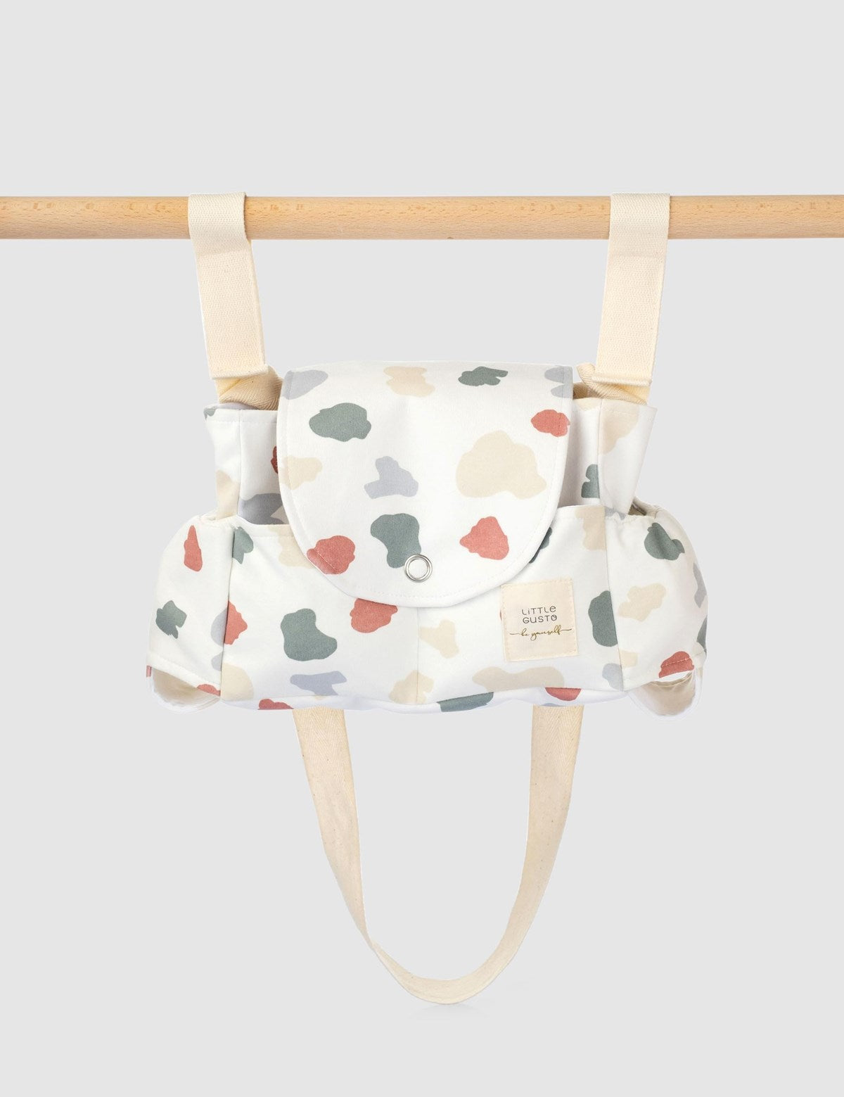 Organic Cotton Baby Stroller Organiser - Waterproof Pram Bag with Animal Print - Little Gusto