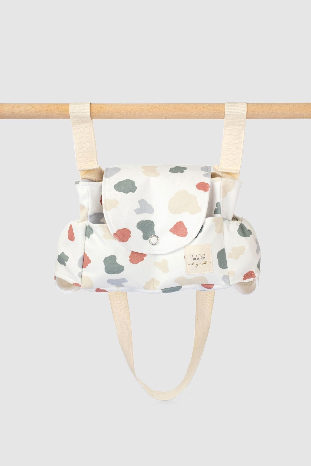 Organic Cotton Baby Stroller Organiser - Waterproof Pram Bag with Animal Print - Little Gusto