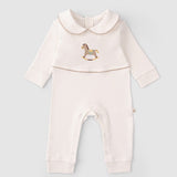 Organic Cotton Baby Collared Sleepsuit with Foal Embroidery - Playtime