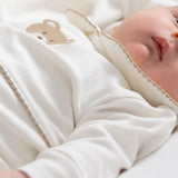 Organic Cotton Baby Collared Sleepsuit with Bear Embroidery - Playtime