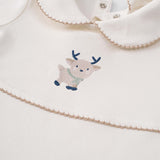Organic Cotton Baby Collared Sleepsuit with Deer Embroidery - Playtime