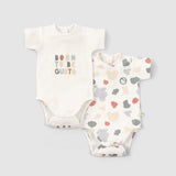 2 Piece Short Sleeve Organic Cotton Baby Bodysuit Set Animal Print