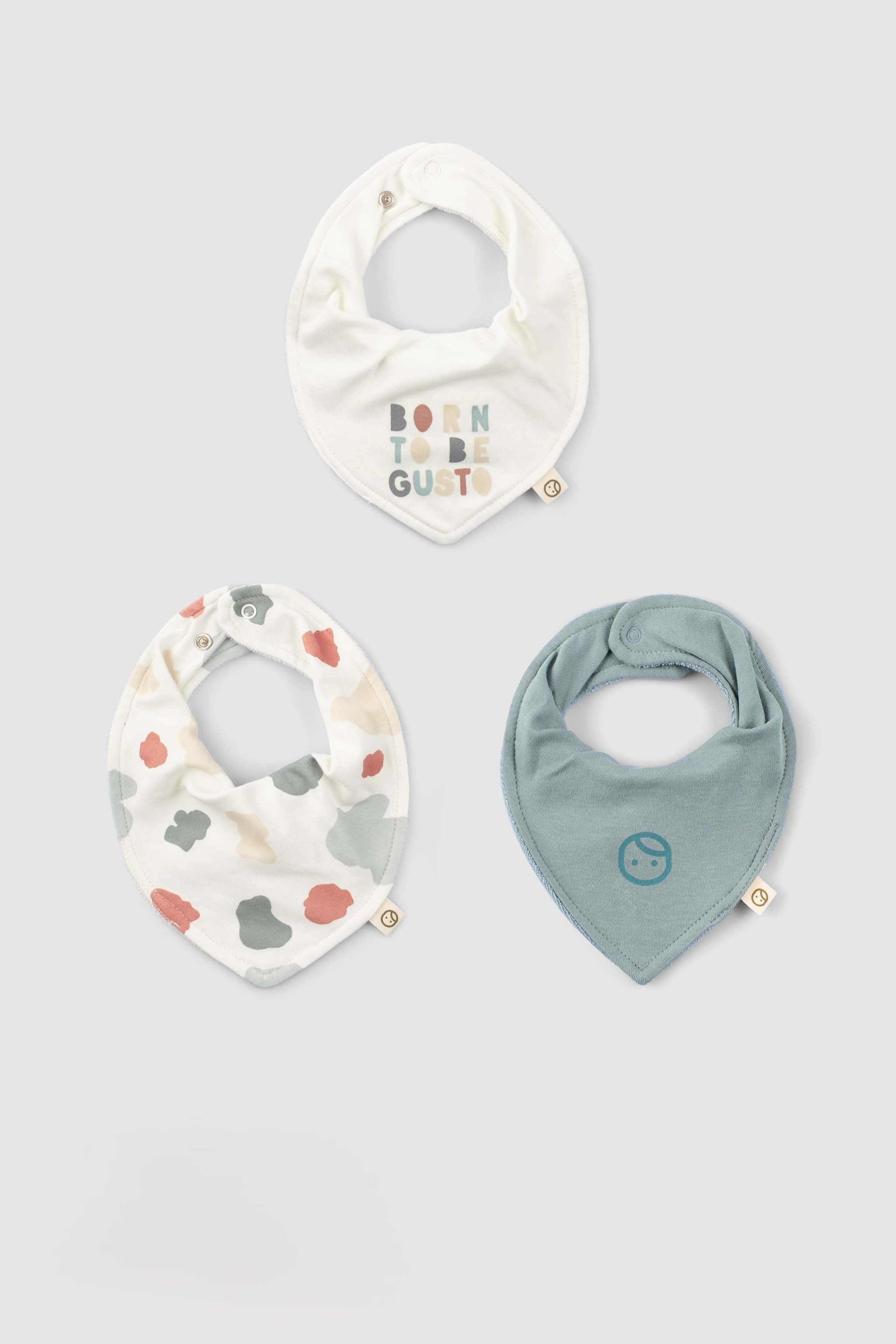 Organic Baby Bandana Bibs - Waterproof Adjustable 3-Pack - Little Gusto