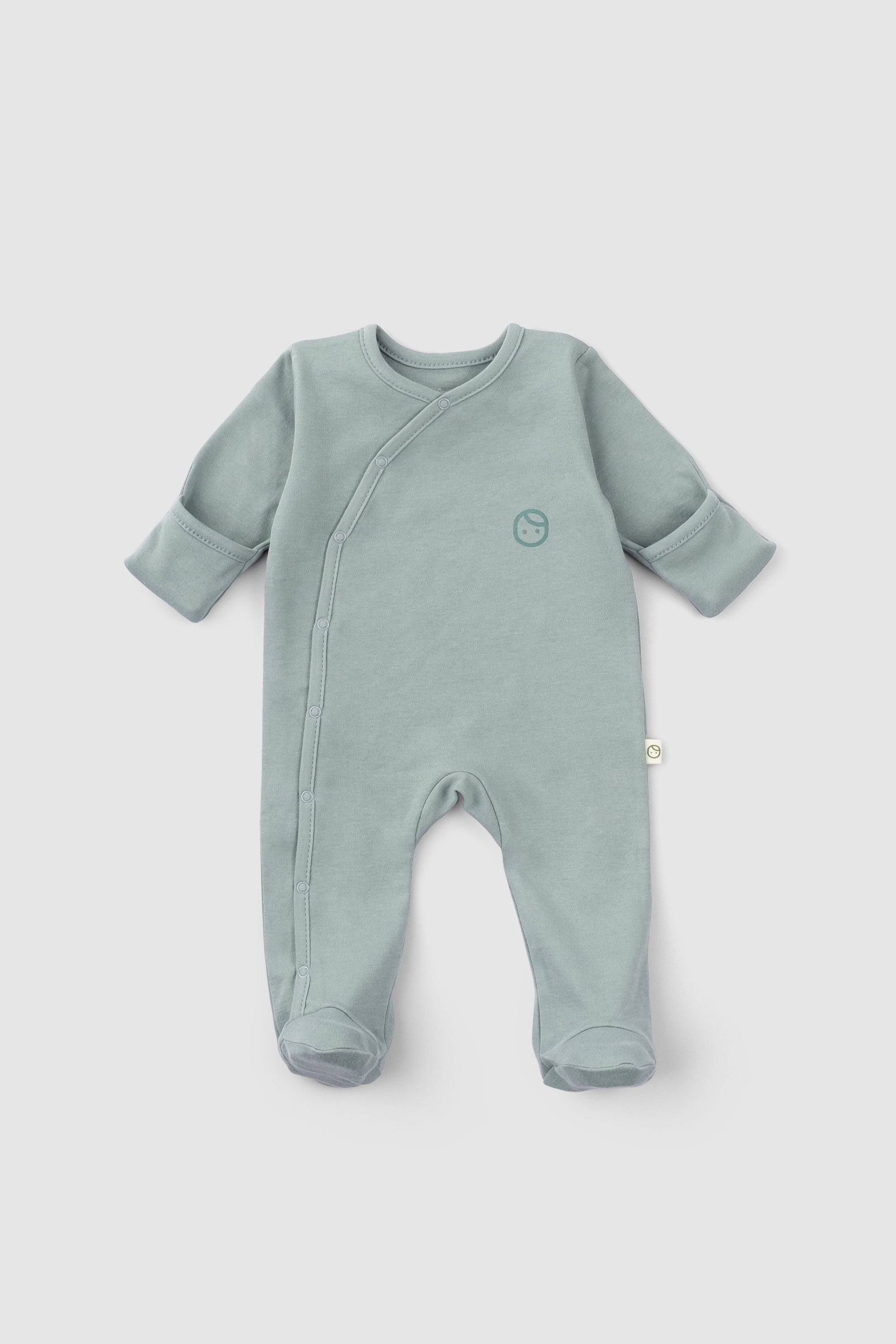 Organic Baby Sleepsuits - Long Sleeve Footed 2-Pack (Green) - Little Gusto
