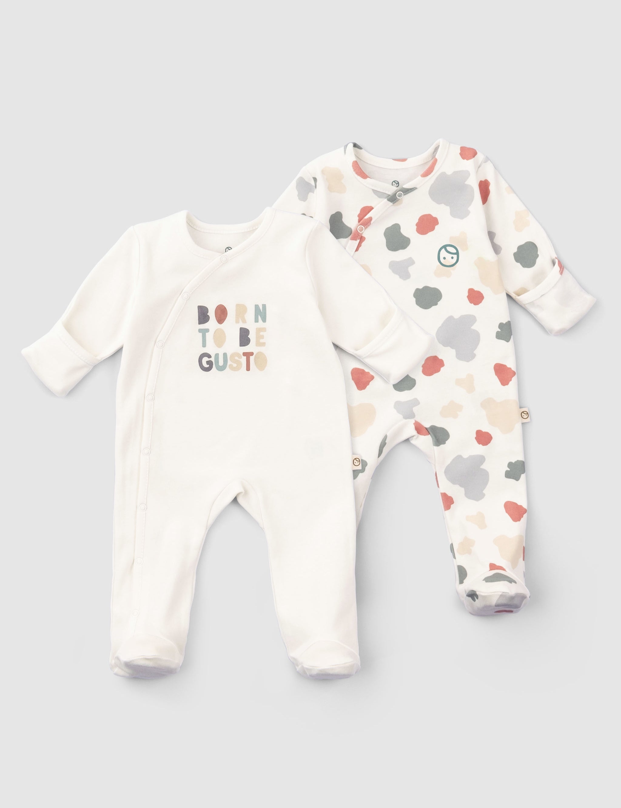 Organic Baby Sleepsuit - Long Sleeve Footed 2-Pack (Animal Pattern) - Little Gusto