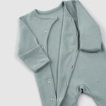 Organic Baby Sleepsuits - Long Sleeve Footed 2-Pack (Green) - Little Gusto