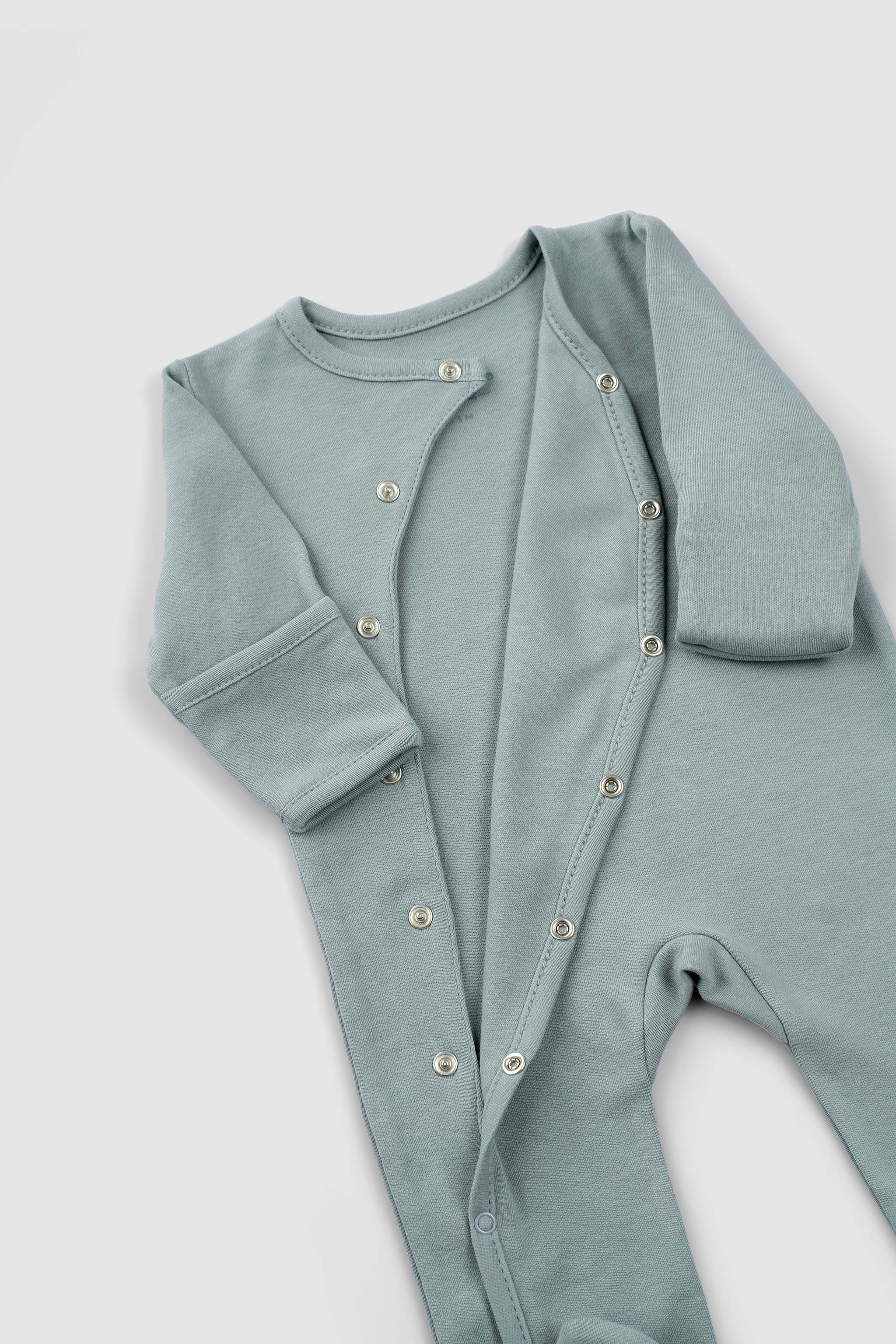 Organic Baby Sleepsuits - Long Sleeve Footed 2-Pack (Green) - Little Gusto