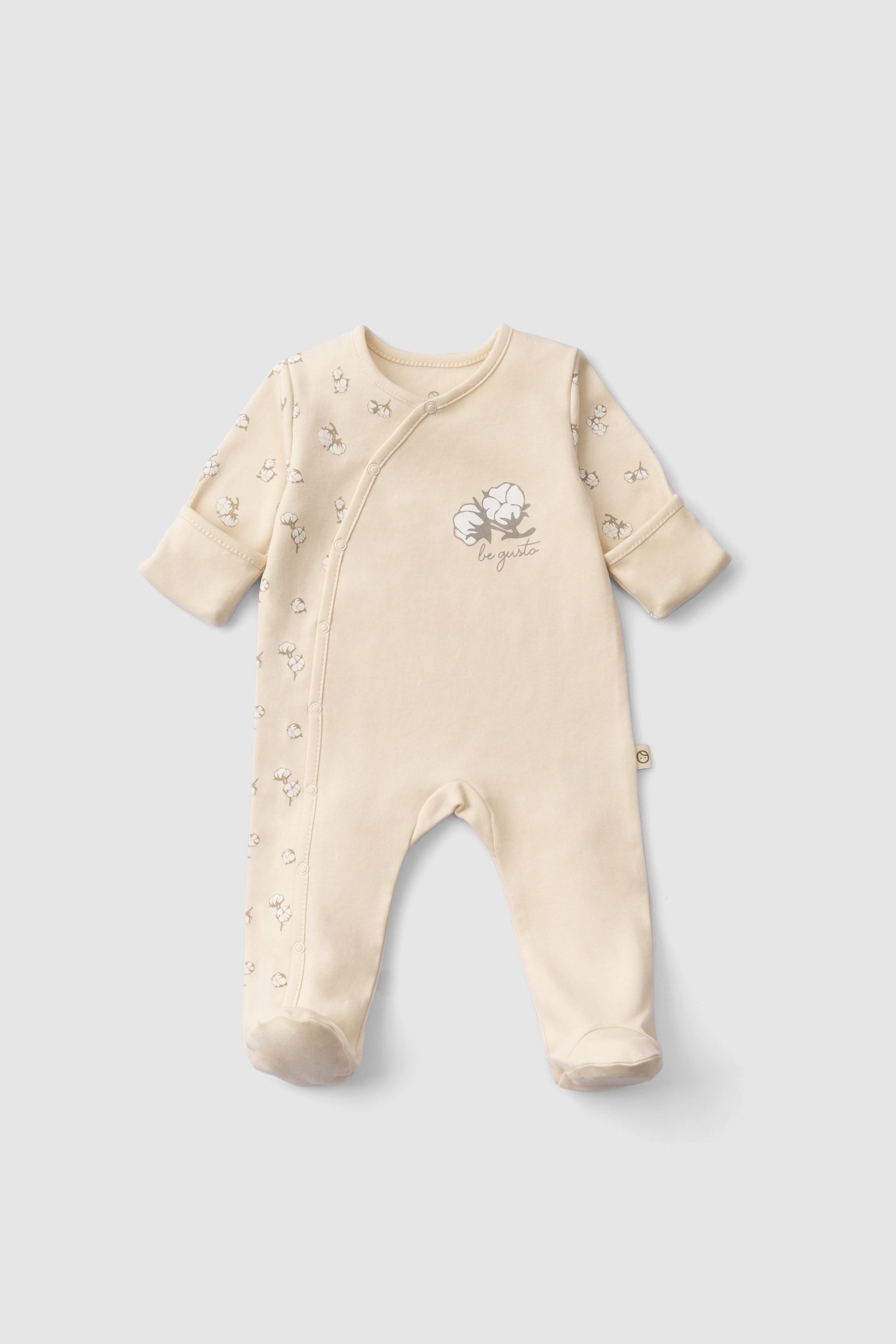 Organic Cotton Baby Sleepsuit - 3-Pack Footed Onesie with Mitten Cuffs - Little Gusto