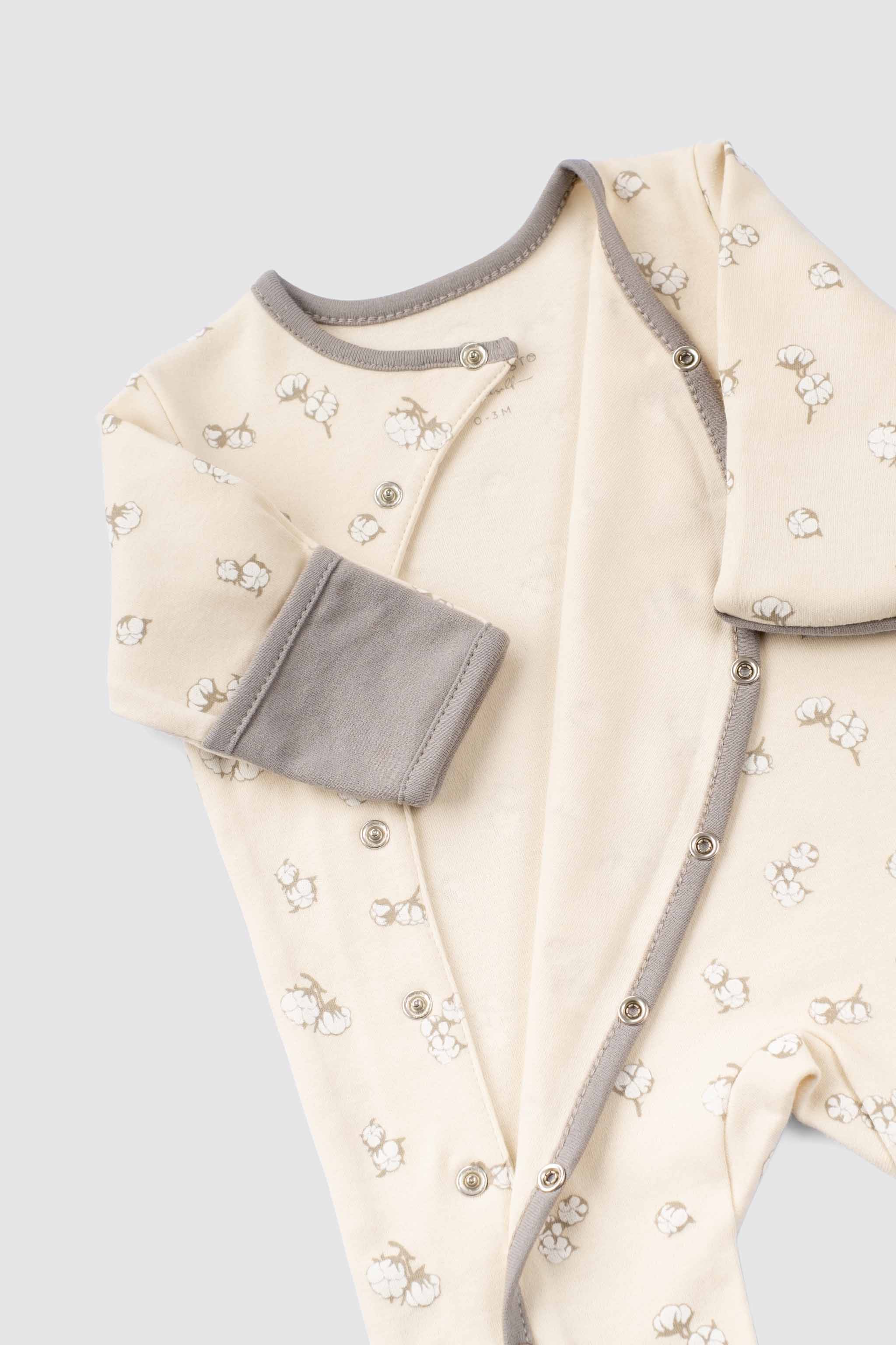 Organic Cotton Baby Sleepsuit - 3-Pack Footed Onesie with Mitten Cuffs - Little Gusto