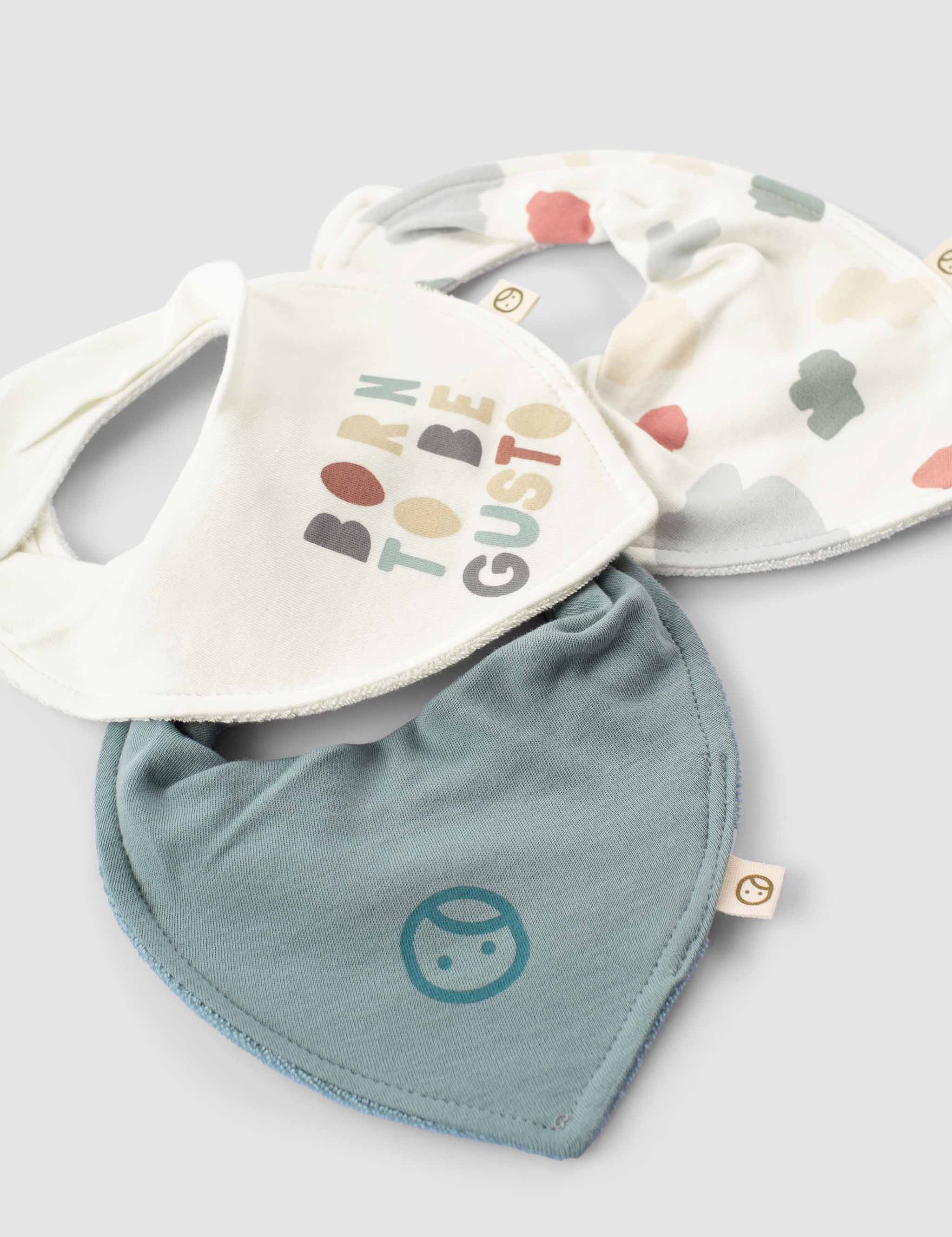 Organic Baby Bandana Bibs - Waterproof Adjustable 3-Pack - Little Gusto