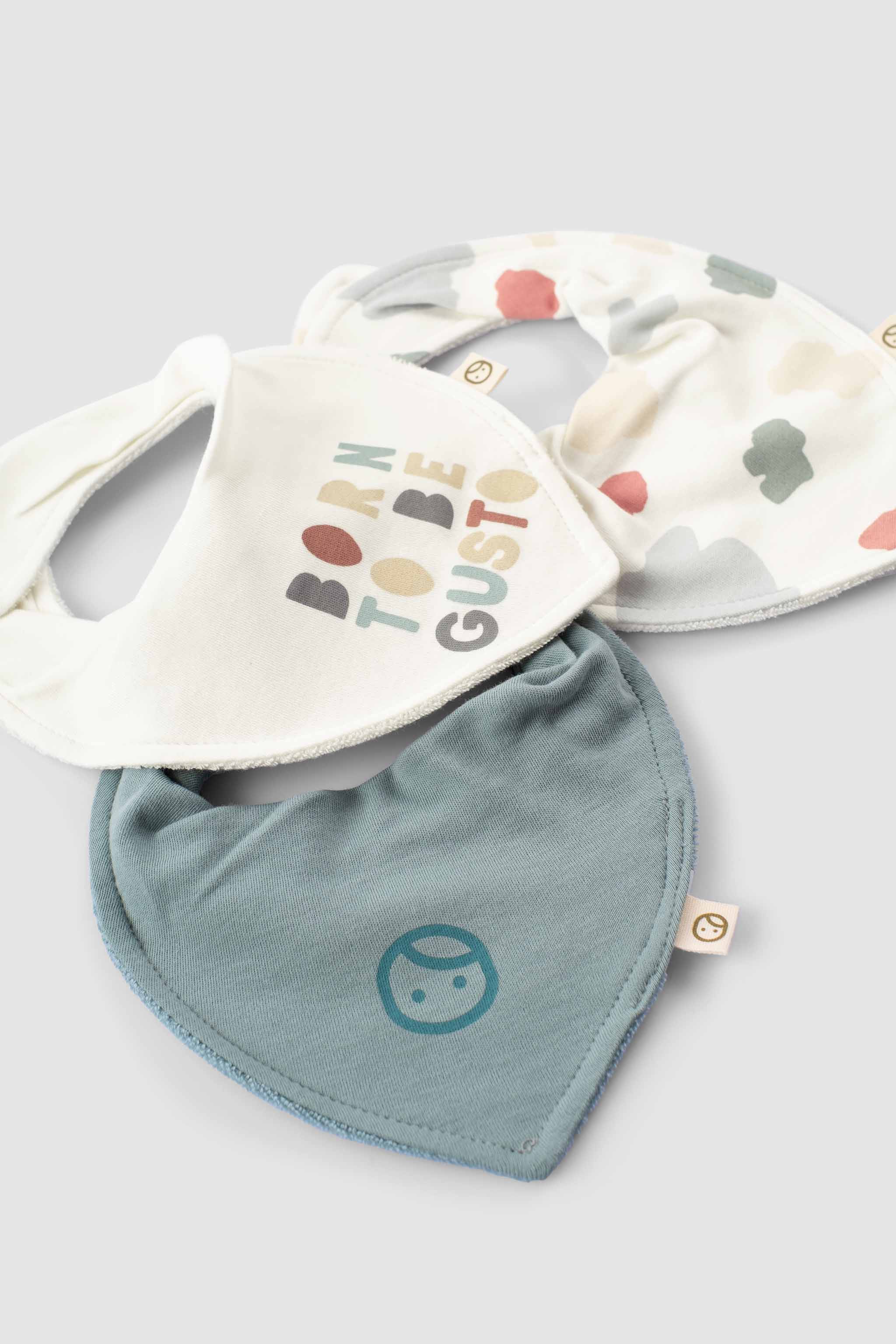 Organic Baby Bandana Bibs - Waterproof Adjustable 3-Pack - Little Gusto