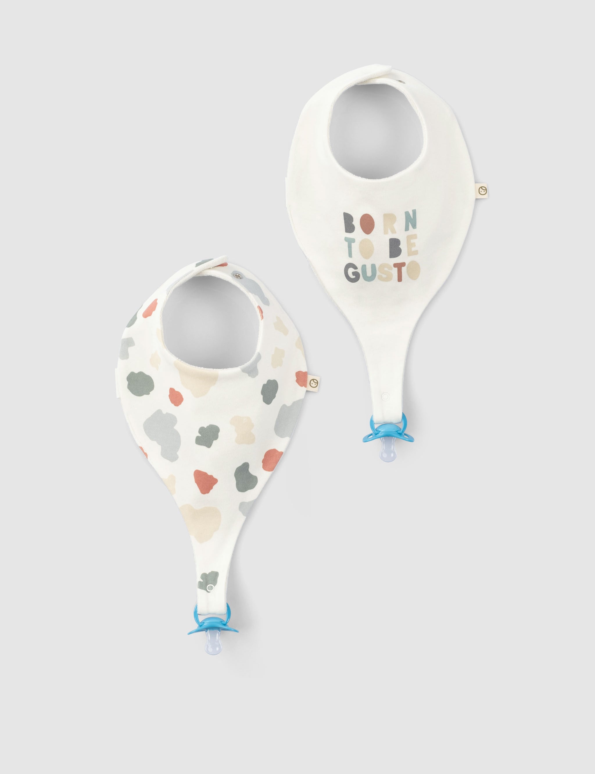 Organic Baby Bandana Bibs with Pacifier Clip - 2-Pack Teething & Drooling Set - Little Gusto