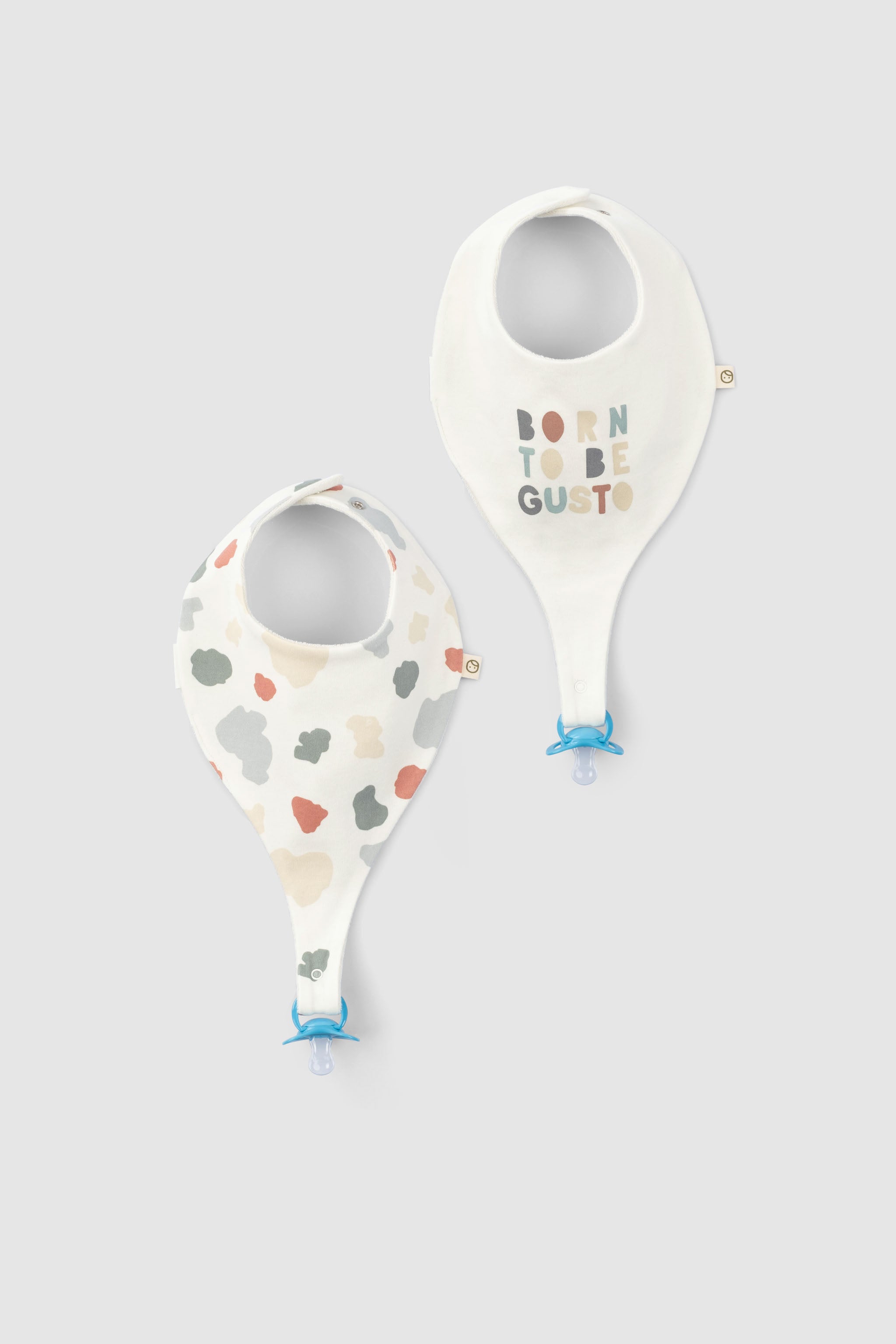 Organic Baby Bandana Bibs with Pacifier Clip - 2-Pack Teething & Drooling Set - Little Gusto