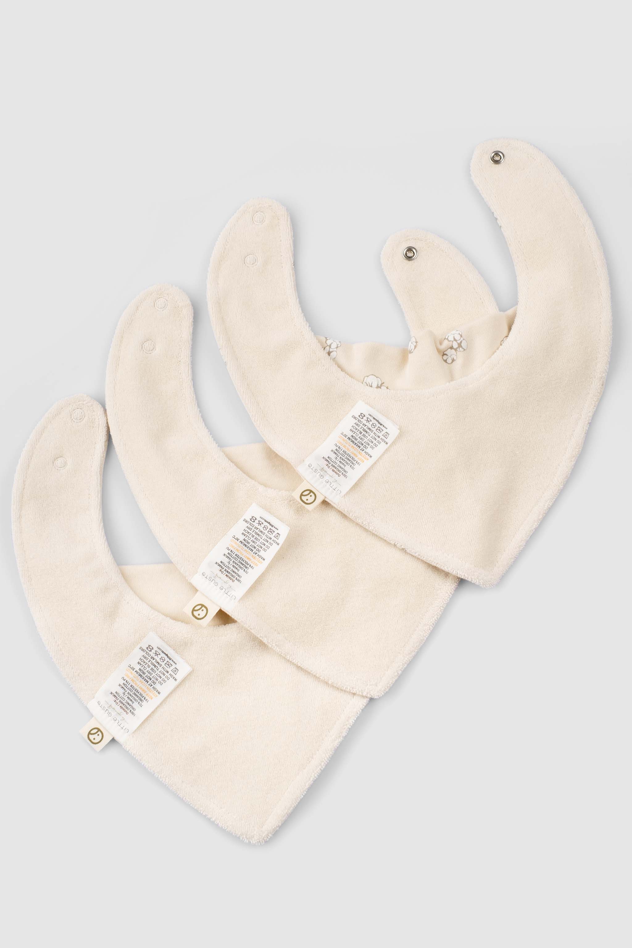 Organic Baby Bandana Bibs - Waterproof Adjustable 3-Pack (Cotton Pattern) - Little Gusto