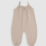 Organic Cotton Muslin Baby Dungarees - Beige
