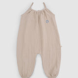 Organic Cotton Muslin Baby Dungarees - Beige