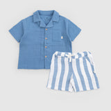 Organic Cotton Muslin Shirt & Shorts Set – Blue