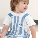 Organic Cotton Muslin Baby Dungarees – Blue Stripe