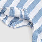 Organic Cotton Muslin Peter Pan Collar Romper – Blue Stripe