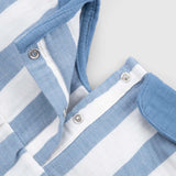 Organic Cotton Muslin Peter Pan Collar Romper – Blue Stripe