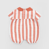 Organic Cotton Muslin Peter Pan Collar Romper – Orange Stripe