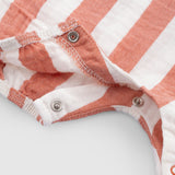 Organic Cotton Muslin Peter Pan Collar Romper – Orange Stripe