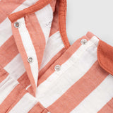 Organic Cotton Muslin Peter Pan Collar Romper – Orange Stripe