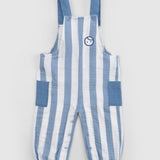 Organic Cotton Muslin Baby Dungarees – Blue Stripe