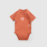 Organic Cotton Short Sleeve Wrap Bodysuit – Orange