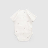Organic Cotton Short Sleeve Wrap Bodysuit – White