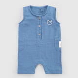 Organic Cotton Baby Short Romper – Blue