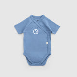 Organic Cotton Short Sleeve Wrap Bodysuit – Blue