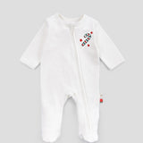 Organic Cotton Footed Baby Sleepsuit - Candy Cane Embroidery