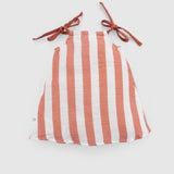Organic Cotton Muslin Dungaree Dress – Orange Stripe