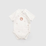 Organic Cotton Short Sleeve Wrap Bodysuit – White