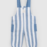 Organic Cotton Muslin Baby Dungarees – Blue Stripe