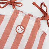 Organic Cotton Muslin Dungaree Dress – Orange Stripe