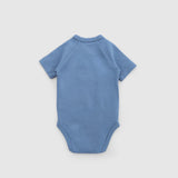 Organic Cotton Short Sleeve Wrap Bodysuit – Blue